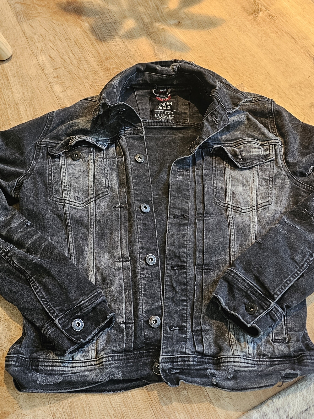 Jordan Craig "Legacy Edition" distressed black denim jacket in men's size Medium